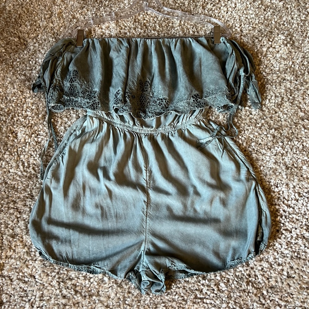 Blue/Grey Silky Romper - Picture 4 of 11
